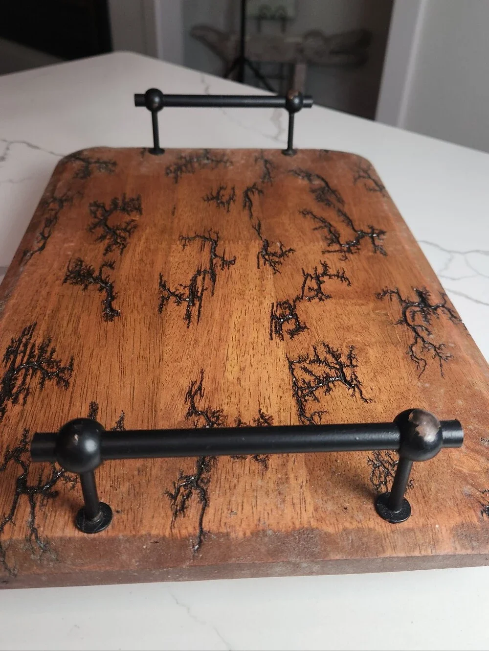 One-of-a-Kind Lichtenberg Fractal Burned Wood Serving Tray ⚡